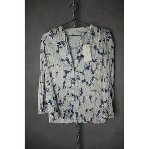 Vince Pleated Floral Print V Neck Blouse Shirt Top M M